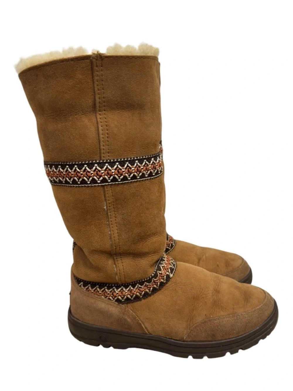 UGG Sundance Revival Chestnut Sheepskin Tasman Braid Boots Unique Womens US 6